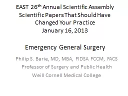 EAST 26 th  Annual Scientific Assembly