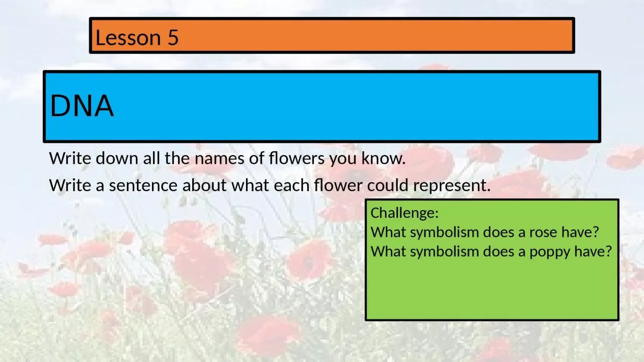 PPT-DNA Write down all the names of flowers you know.