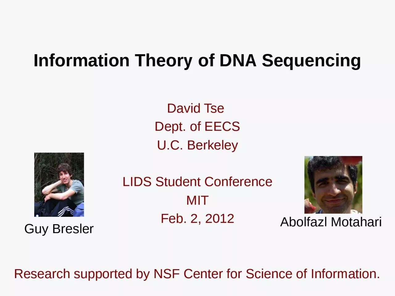 Information Theory of DNA Sequencing