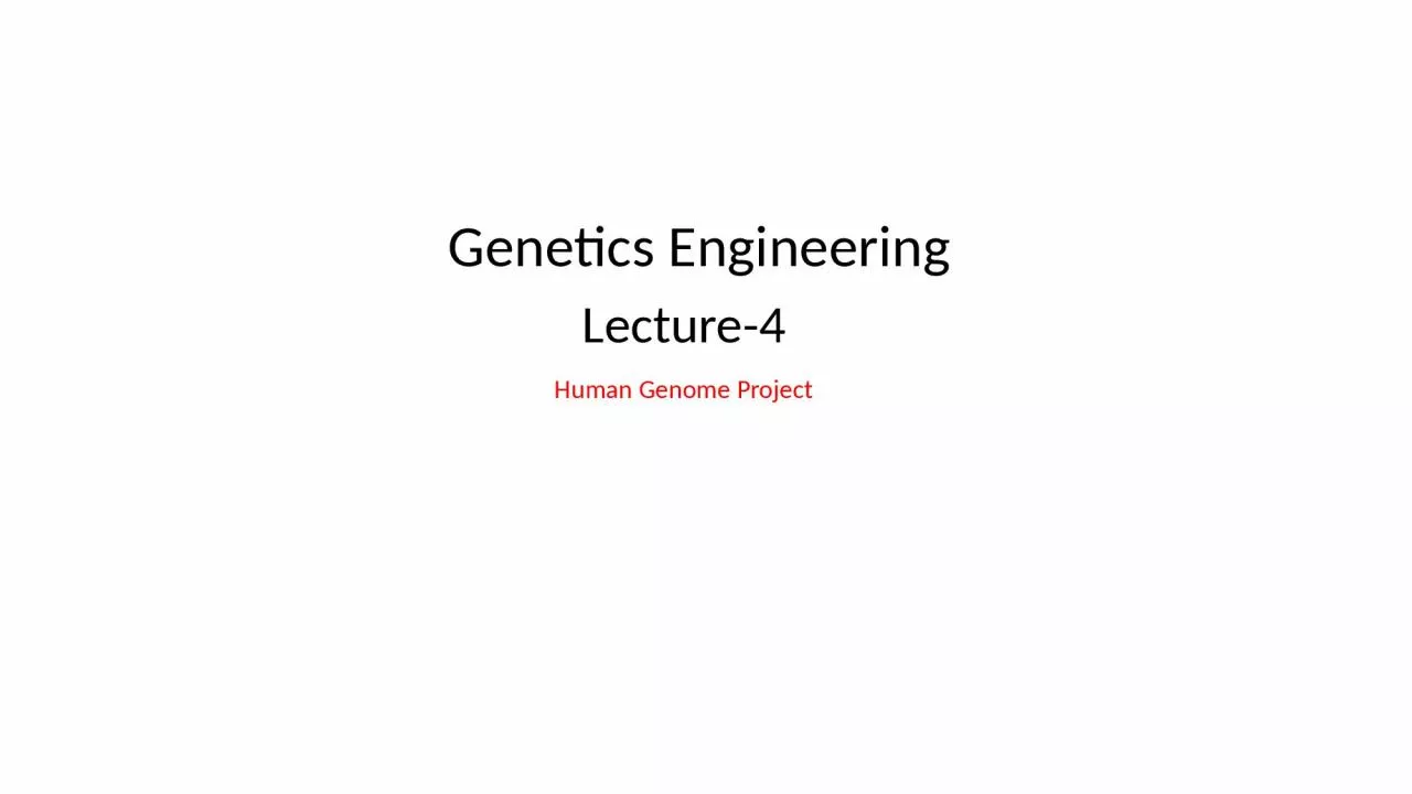 Genetics Engineering  Lecture-