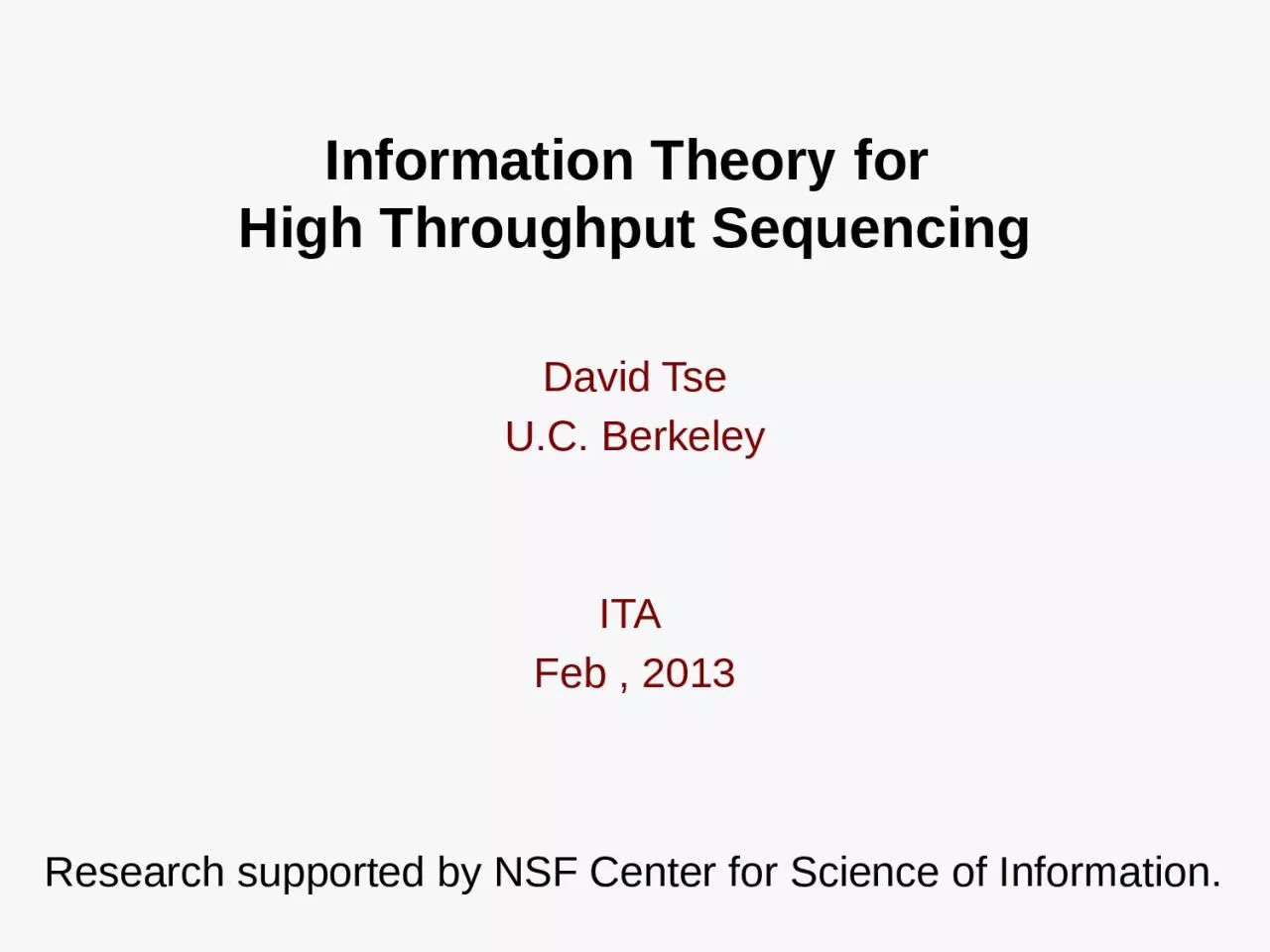 PPT-Information Theory for