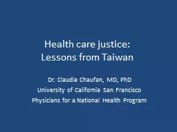 Health care justice:  Lessons from Taiwan