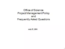 Office of Science  Project Management Policy