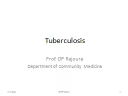 Tuberculosis  Prof. OP Rajoura