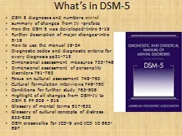 What’s in DSM-5 DSM 5 diagnoses and