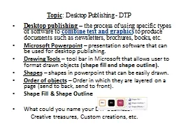 Topic : Desktop Publishing - DTP