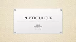 PEPTIC ULCER By Aamena  Zaidi