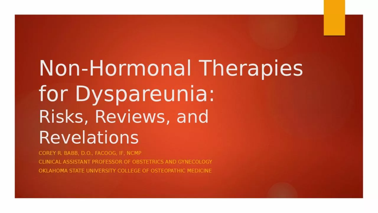 PPT-Non-Hormonal Therapies for Dyspareunia: