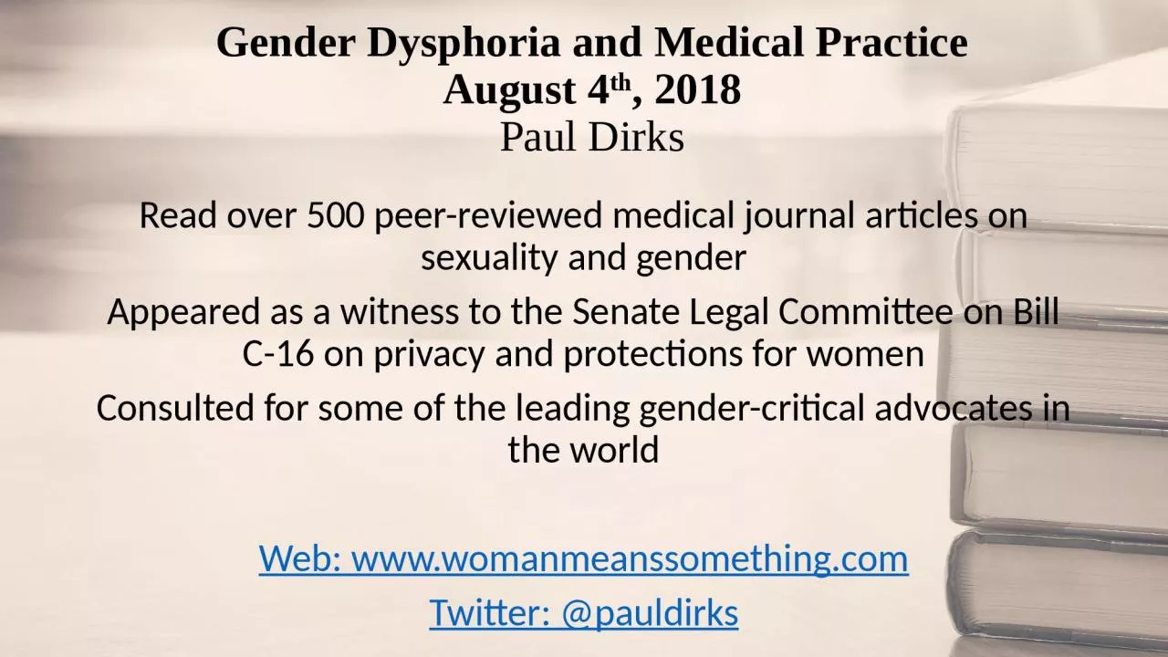 PPT-Gender Dysphoria and Medical Practice