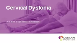 Cervical Dystonia  One type of dystonia – Julie Rope