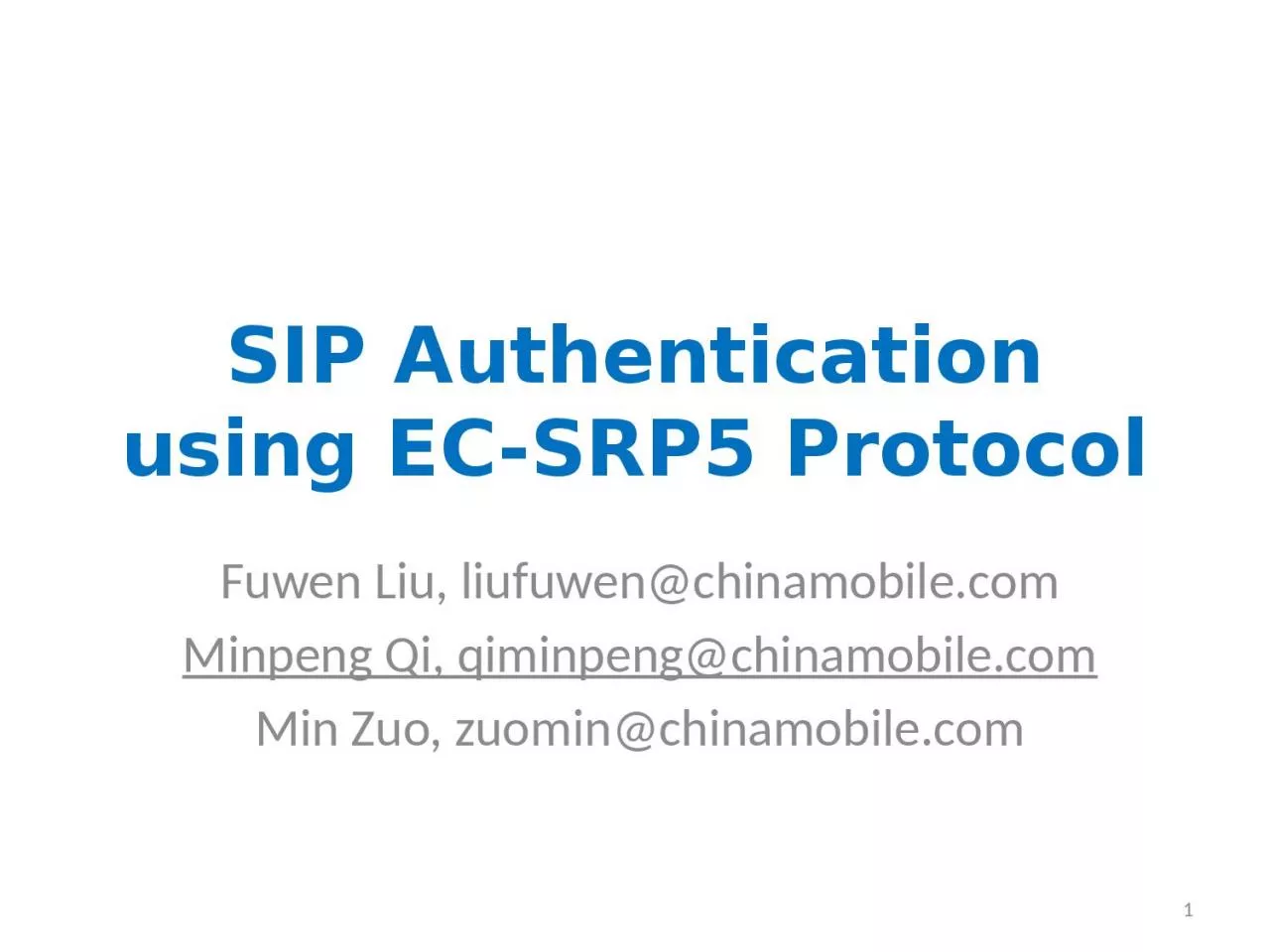 SIP Authentication using EC-SRP5 Protocol
