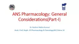 ANS Pharmacology: General Considerations(Part-I