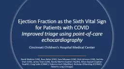Ejection Fraction as the Sixth Vital Sign for Patients with COVID