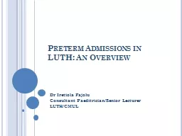 Preterm Admissions in LUTH: An Overview