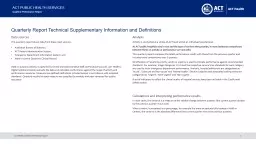 Quarterly Report Technical Supplementary Information and Definitions