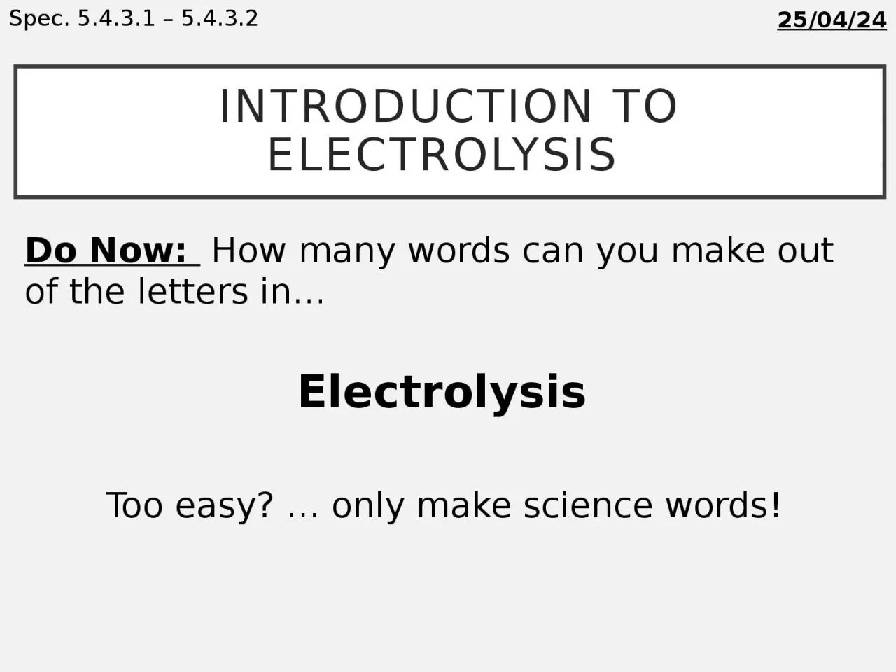 PPT-Introduction to electrolysis