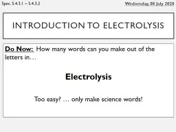 Introduction to electrolysis