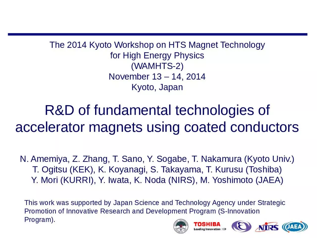 R&D of fundamental technologies of accelerator magnets using coated conductors