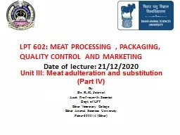 Unit III:  Meat adulteration and substitution (