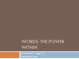Words: The Power Within Silver Edition – Lesson 13