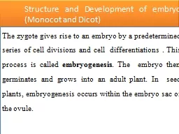 Structure and Development of embryo