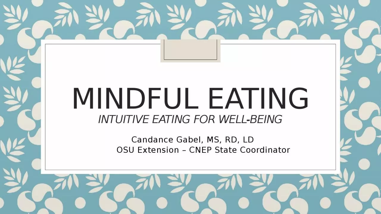 Mindful Eating Intuitive Eating for Well-Being