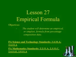 Lesson 27 Empirical Formula