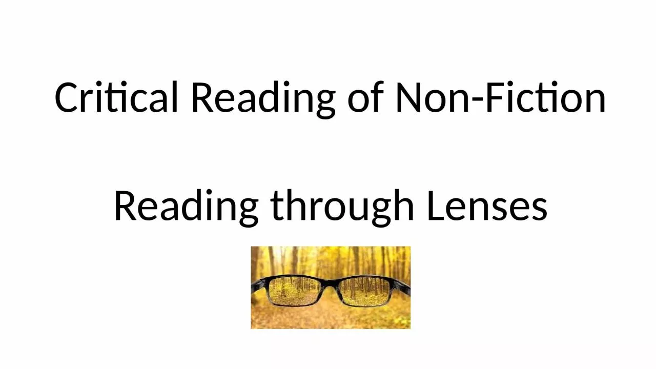 PPT-Critical Reading of Non-Fiction