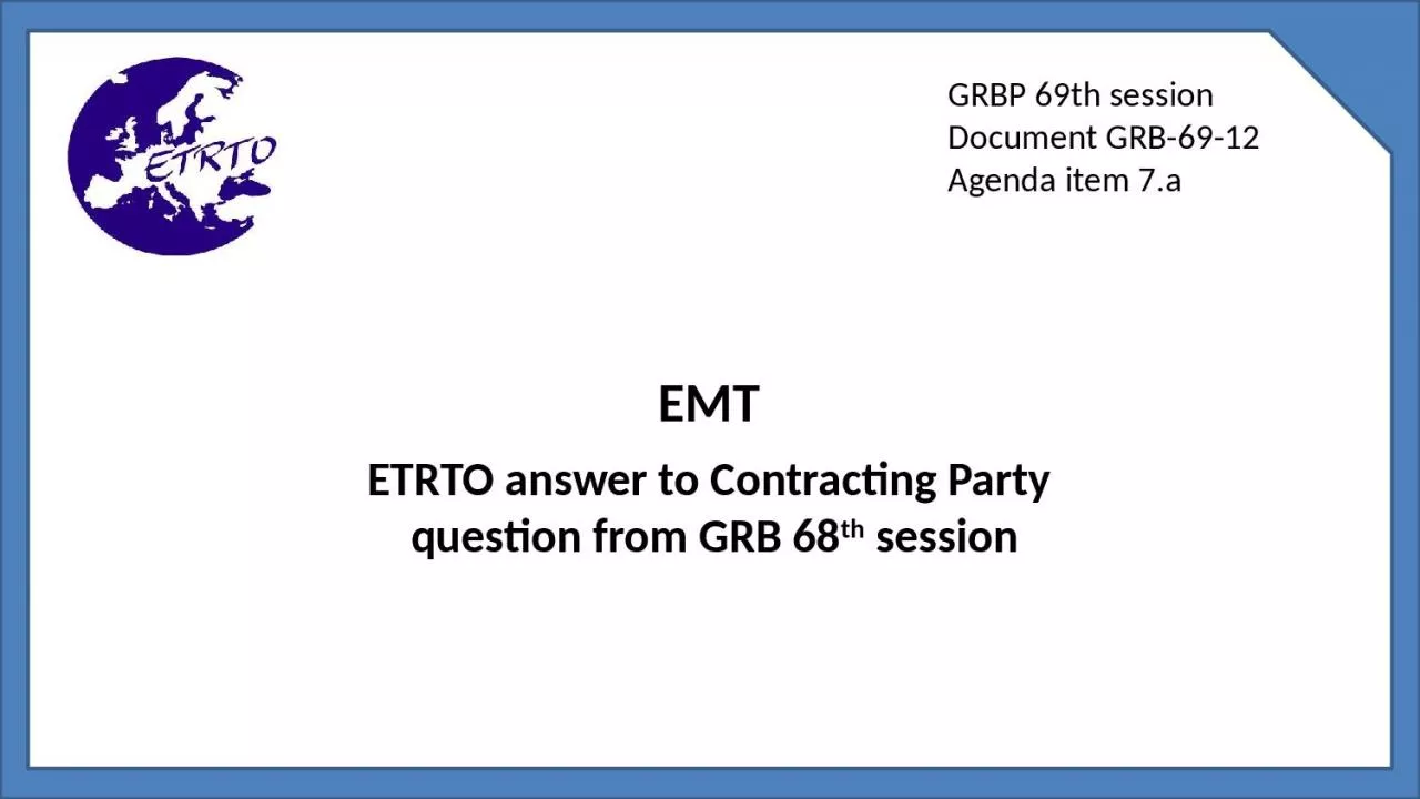 ETRTO answer to Contracting Party