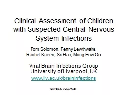 University of Liverpool Clinical Assessment of Children with Suspected Central Nervous System Infec