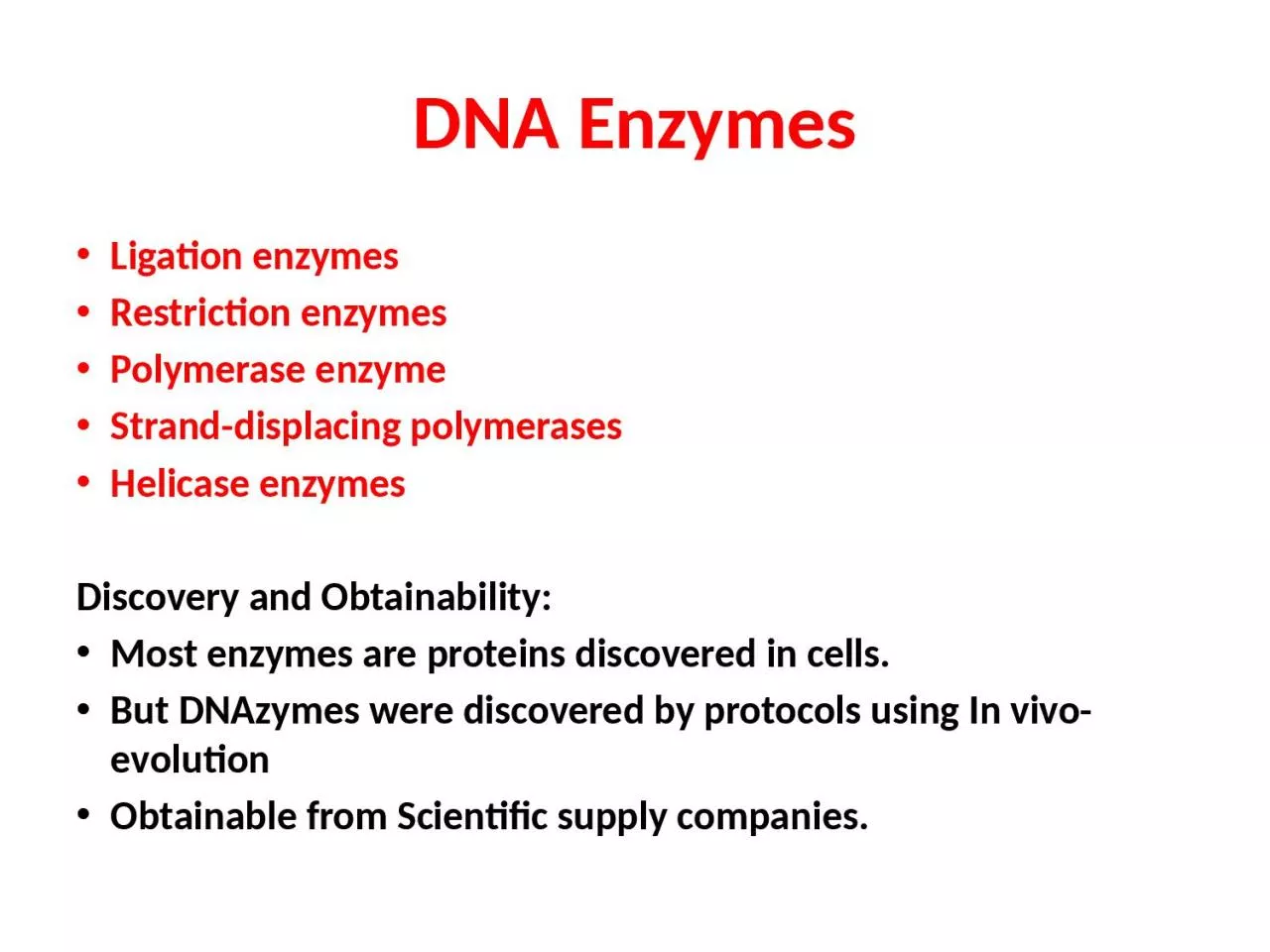 DNA Enzymes Ligation enzymes