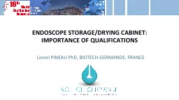 ENDOSCOPE STORAGE/DRYING CABINET: IMPORTANCE OF QUALIFICATIONS