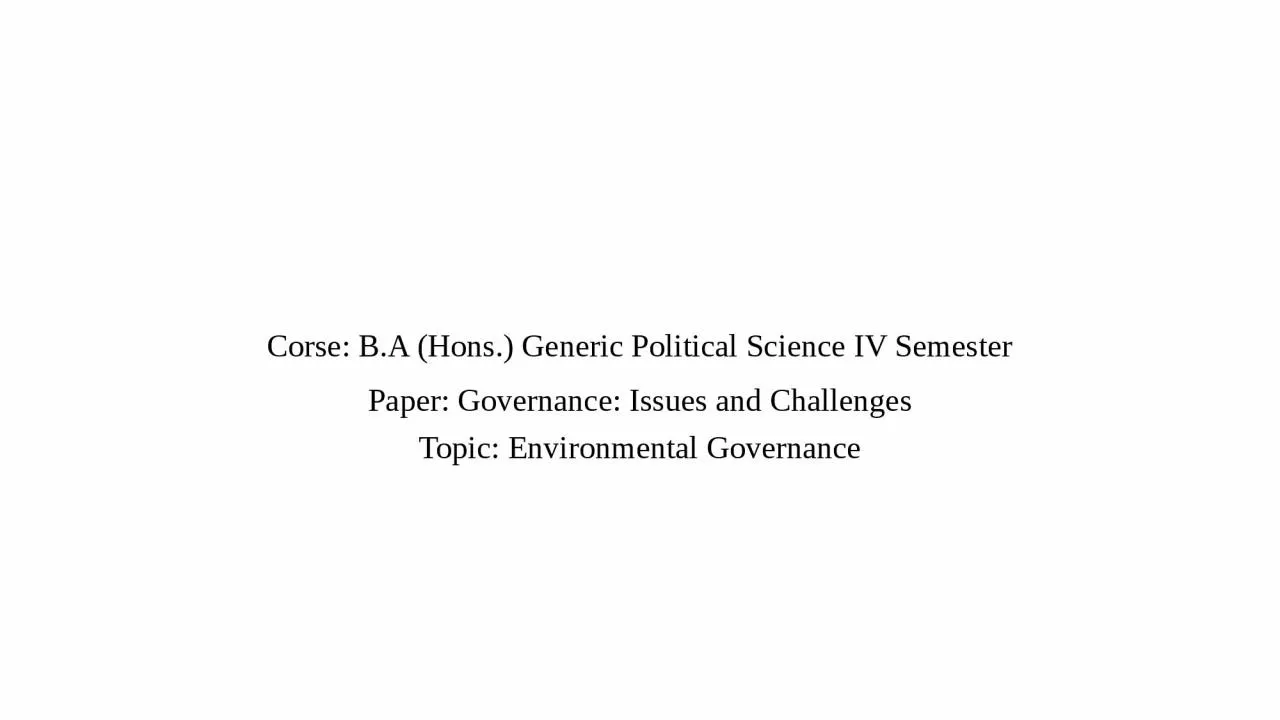 PPT-Corse: B.A ( Hons .) Generic Political Science IV Semester