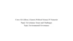 Corse: B.A ( Hons .) Generic Political Science IV Semester