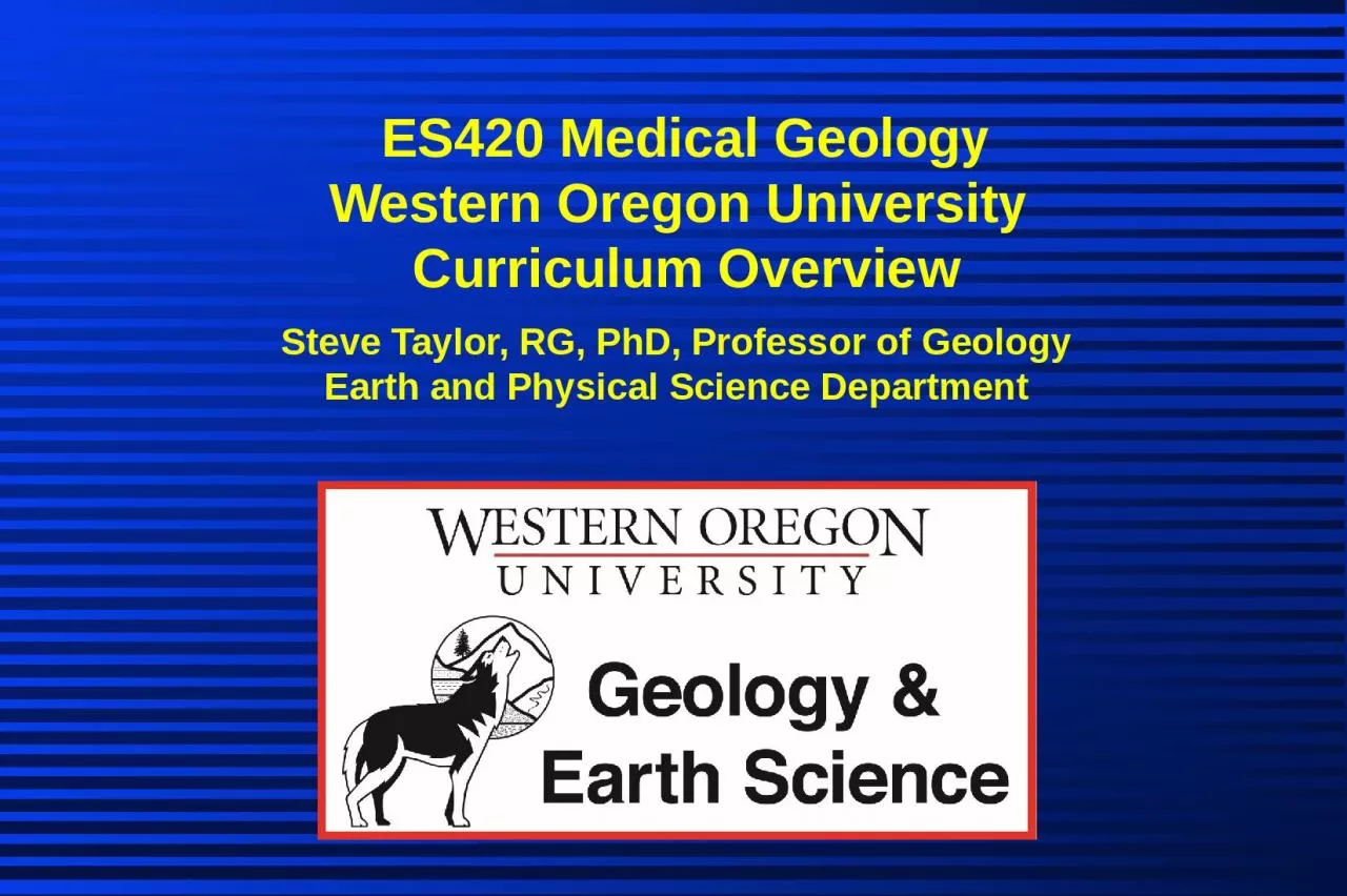 PPT-ES420 Medical Geology Western Oregon University