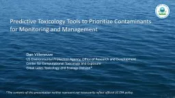 Predictive Toxicology Tools to Prioritize Contaminants for Monitoring and Management