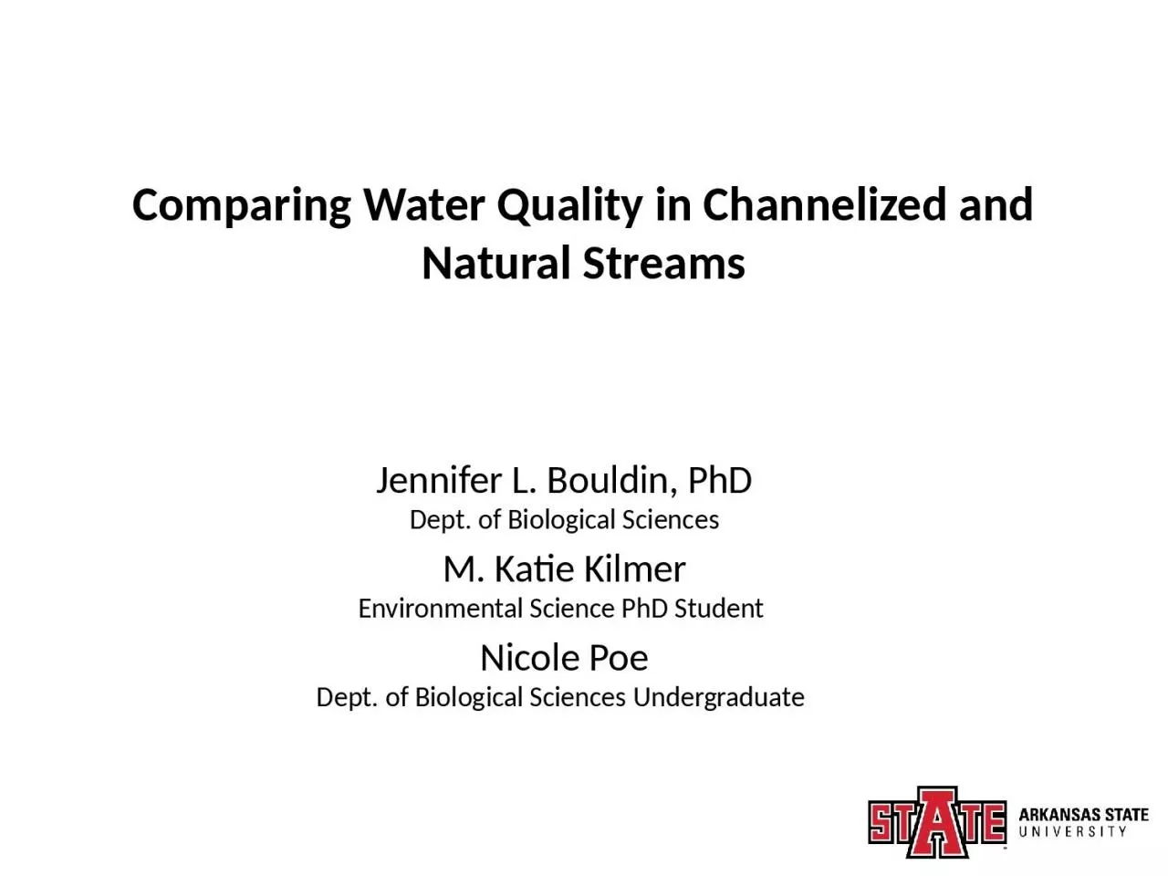 PPT-Comparing Water Quality in Channelized and Natural Streams