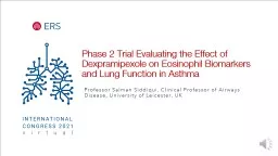 Phase 2 Trial Evaluating the Effect of Dexpramipexole on Eosinophil Biomarkers and Lung Function in