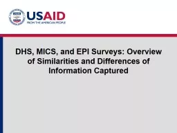 DHS, MICS, and EPI Surveys: