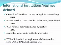 International institutions/regimes defined