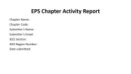 EPS Chapter Activity Report