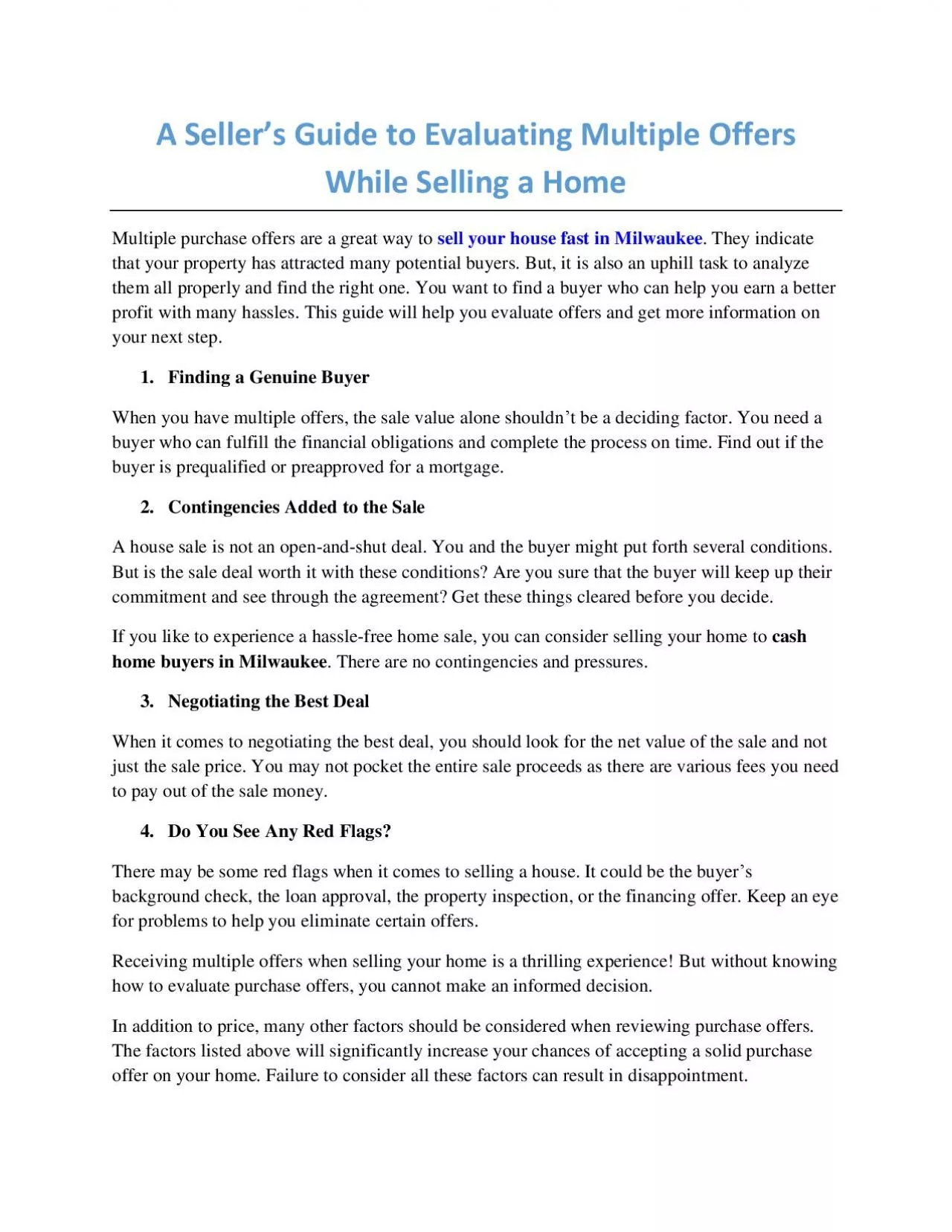 A Seller’s Guide to Evaluating Multiple Offers While Selling a Home