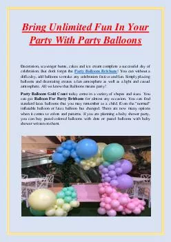 Bring Unlimited Fun In Your Party With Party Balloons