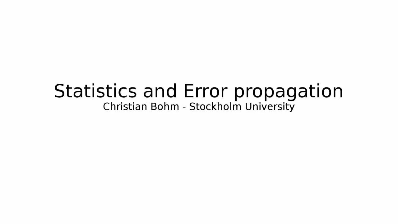 Statistics and Error propagation