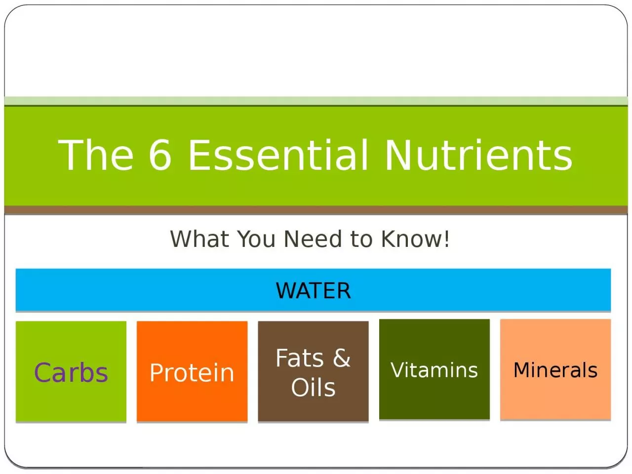 PPT-What You Need to Know! The 6 Essential Nutrients