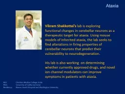 Vikram Shakkottai’s  lab is exploring functional changes in cerebellar neurons as a therapeutic t