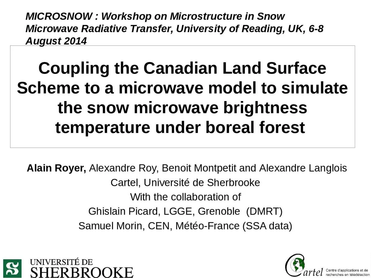 PPT-Coupling the Canadian Land Surface Scheme to a microwave model to simulate the snow microwave