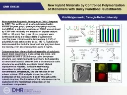 New Hybrid Materials by Controlled Polymerization of Monomers with Bulky Functional Substituents