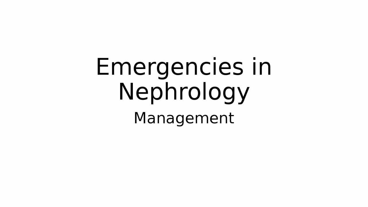 Emergencies in Nephrology