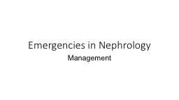 Emergencies in Nephrology